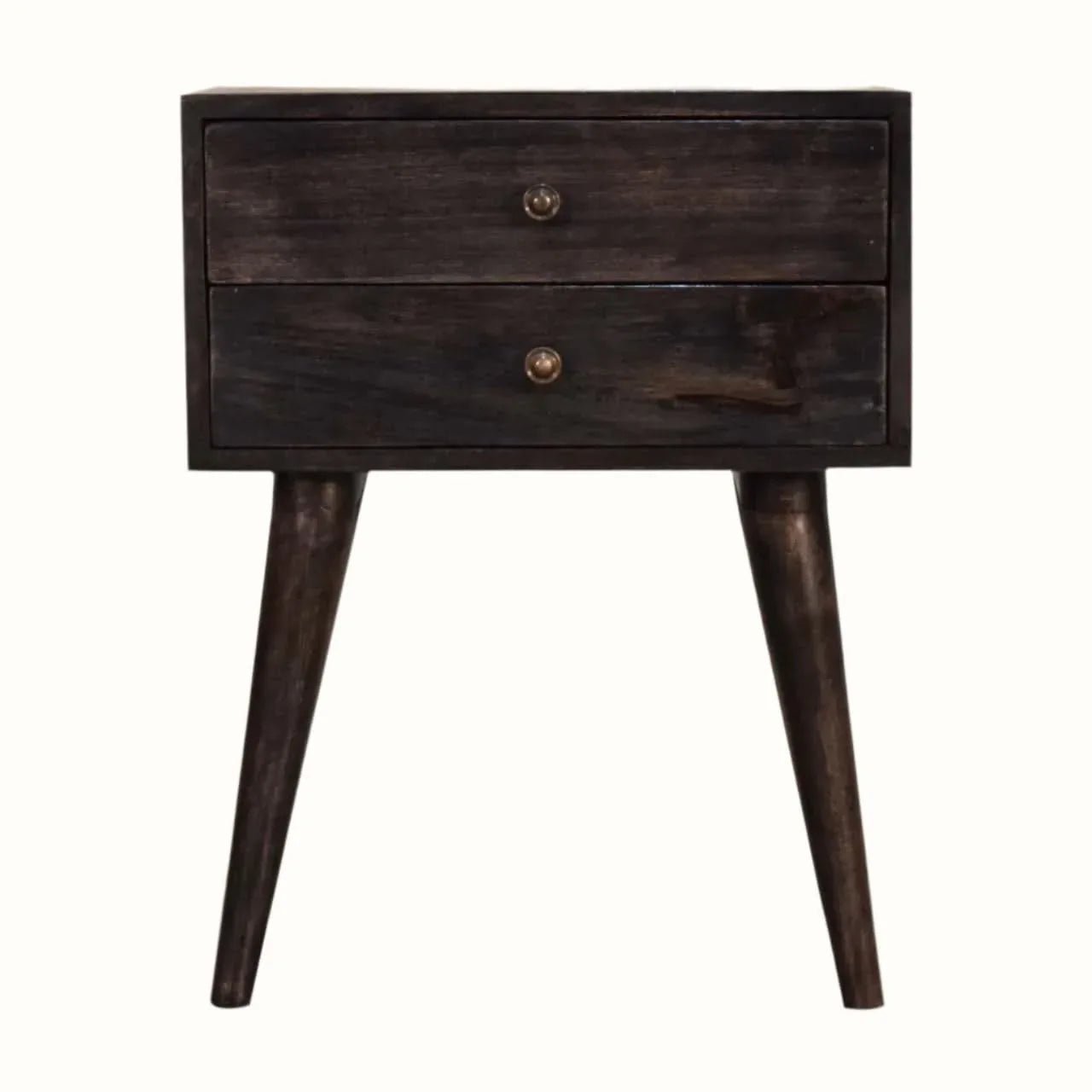 Fogel 2 Drawer Bedside Table, Medium - Ash Black Bedside Tables - Bokel Home