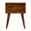 Fogel 2 Drawer Bedside Table, Medium - Chestnut Bedside Tables - Bokel Home