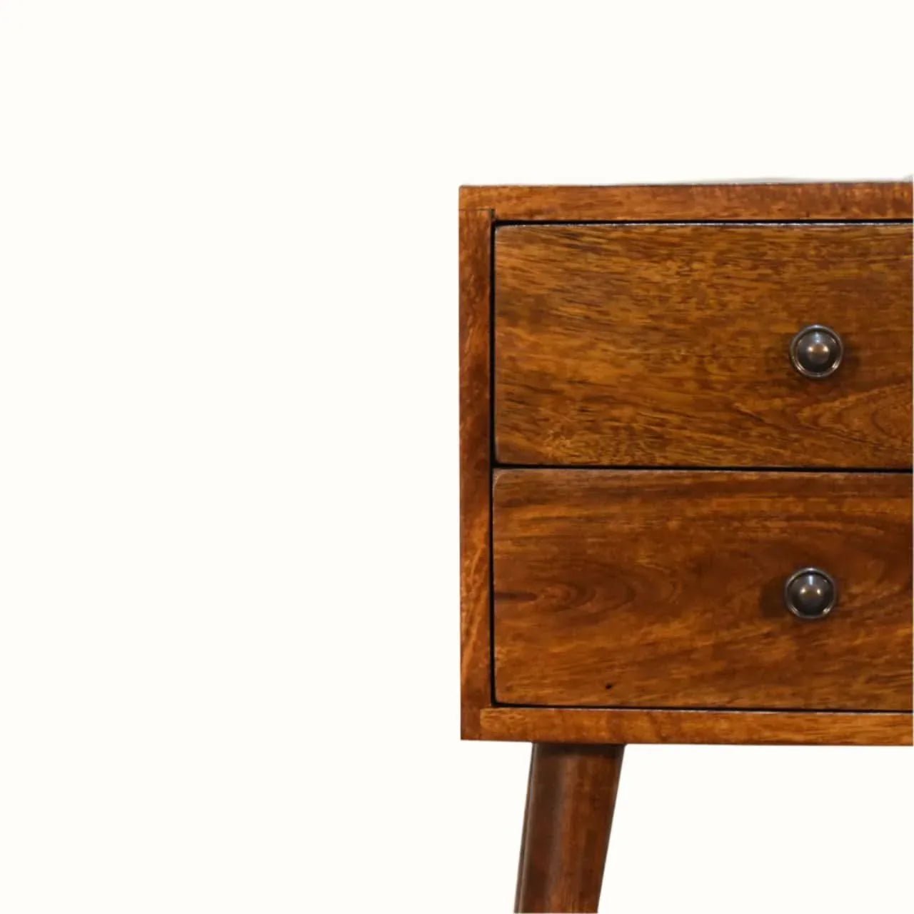 Fogel 2 Drawer Bedside Table, Mini - Chestnut Bedside Tables - Bokel Home