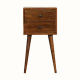Fogel 2 Drawer Bedside Table, Mini - Chestnut Bedside Tables - Bokel Home