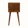 Fogel 2 Drawer Bedside Table, Mini - Chestnut Bedside Tables - Bokel Home