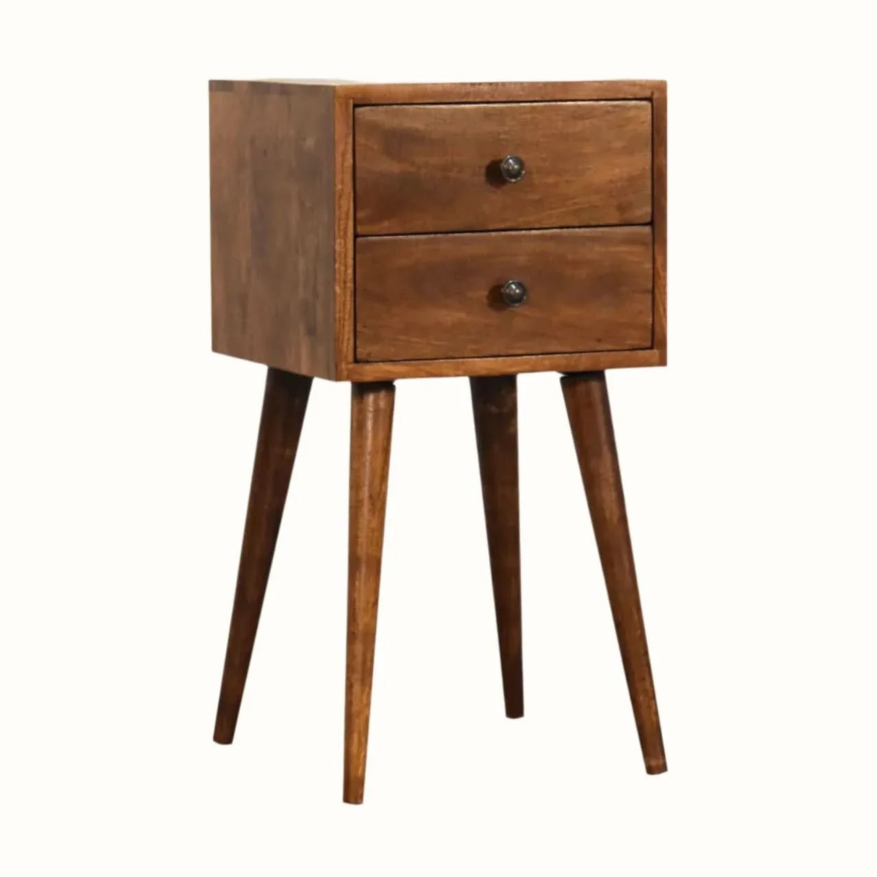 Fogel 2 Drawer Bedside Table, Mini - Chestnut Bedside Tables - Bokel Home