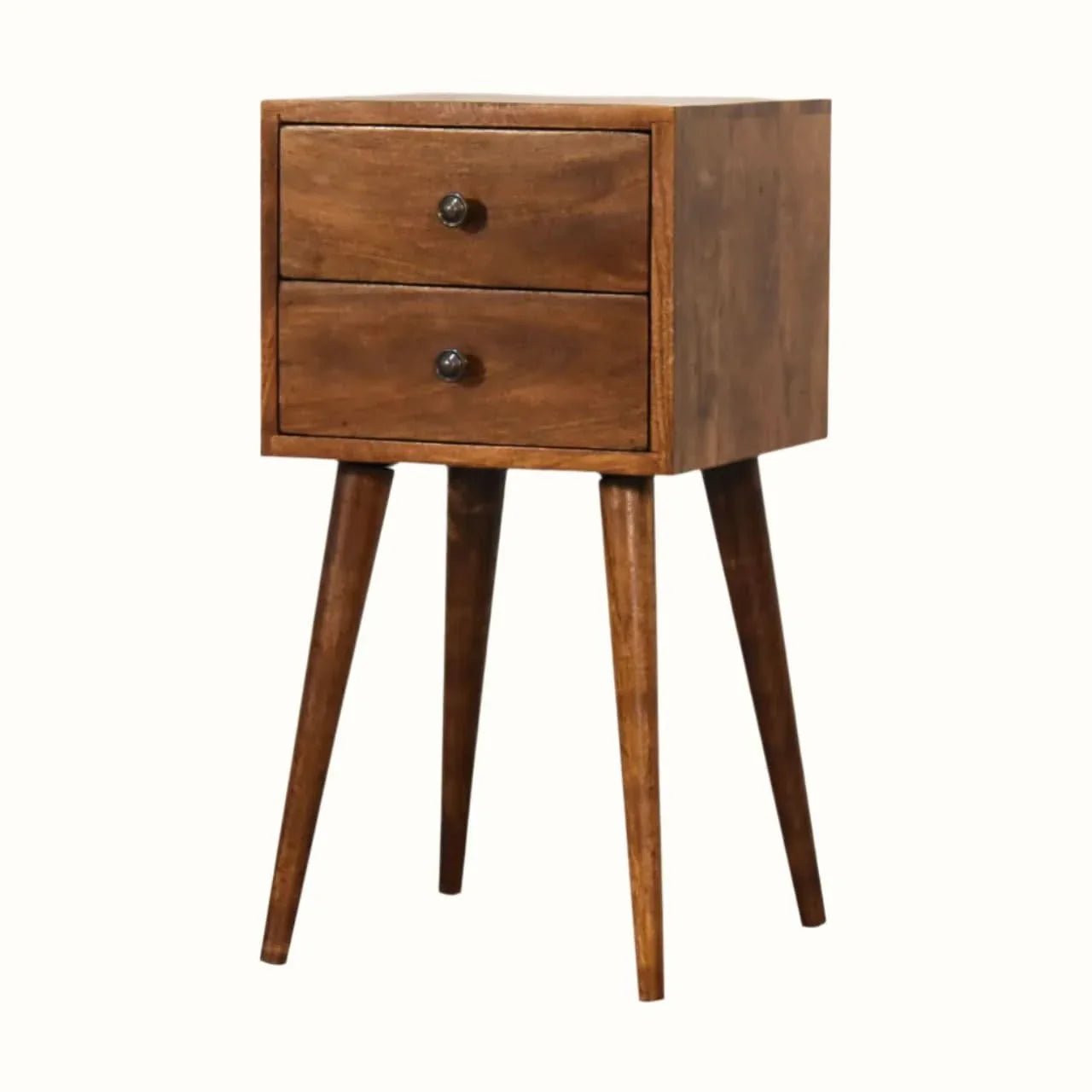Fogel 2 Drawer Bedside Table, Mini - Chestnut Bedside Tables - Bokel Home