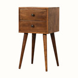 Fogel 2 Drawer Bedside Table, Mini - Chestnut Bedside Tables - Bokel Home
