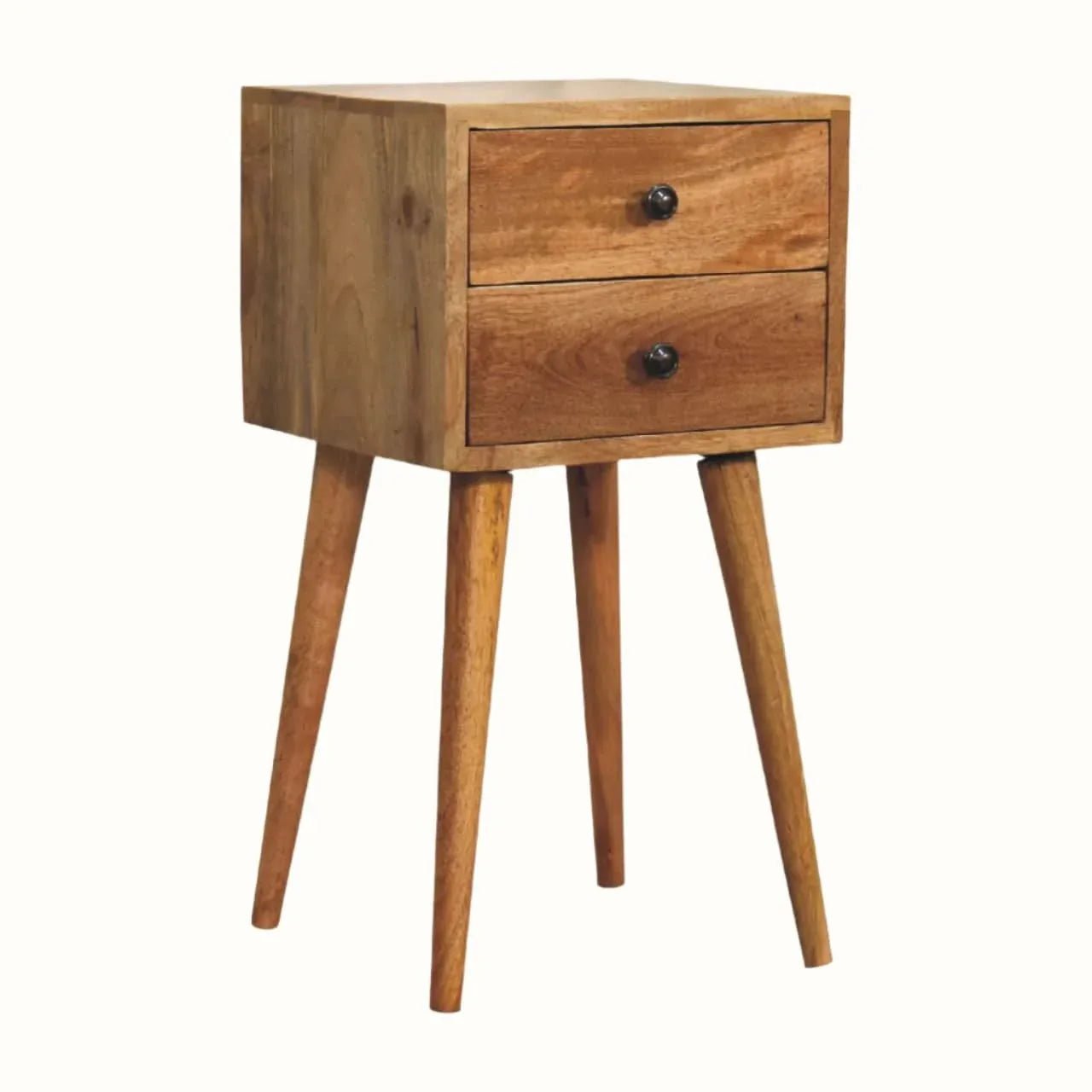 Fogel 2 Drawer Bedside Table, Mini - Natural Bedside Tables - Bokel Home