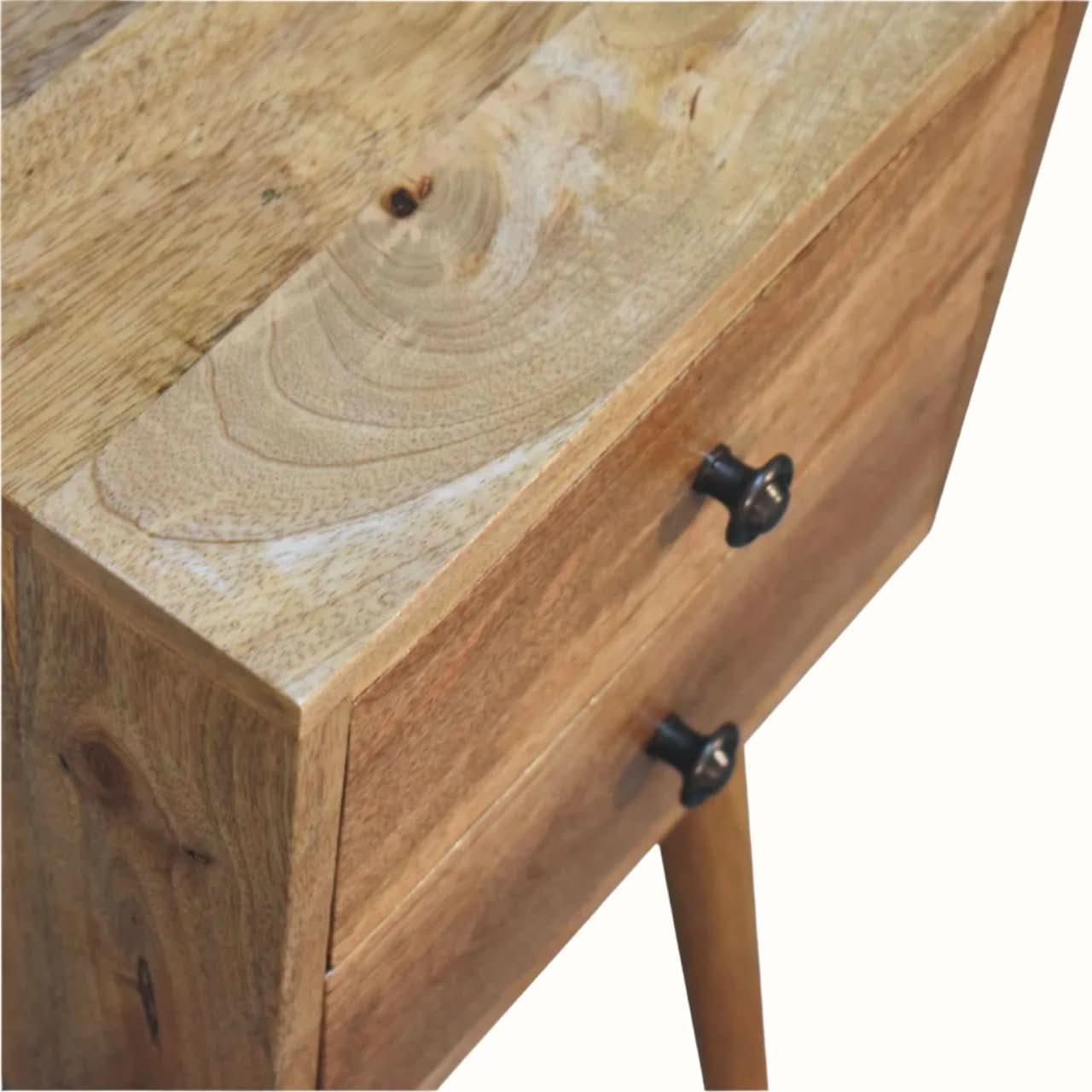 Fogel 2 Drawer Bedside Table, Mini - Natural Bedside Tables - Bokel Home