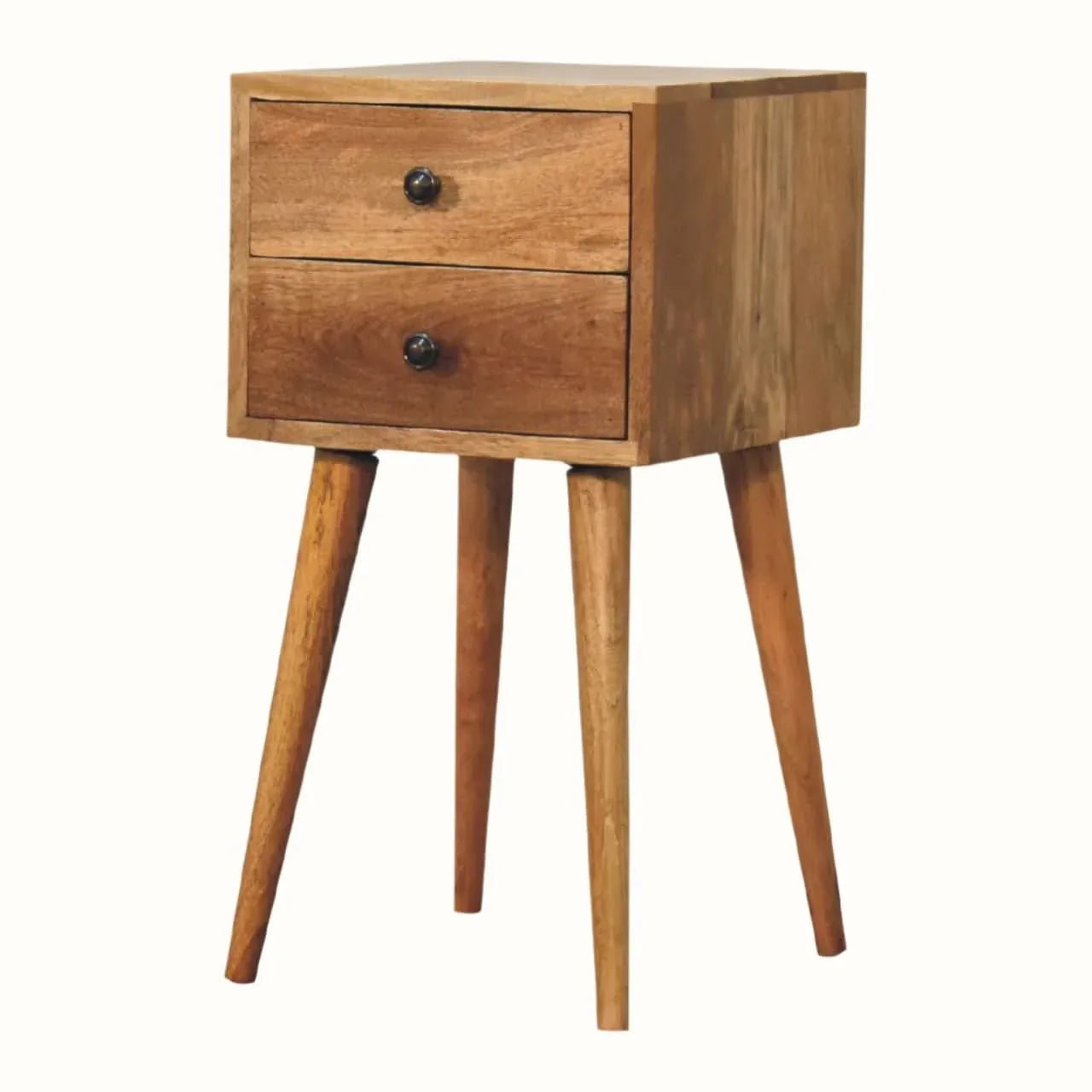 Fogel 2 Drawer Bedside Table, Mini - Natural Bedside Tables - Bokel Home