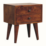 Fogel 2 Drawer Bedside Table, Small - Chestnut Bedside Tables - Bokel Home