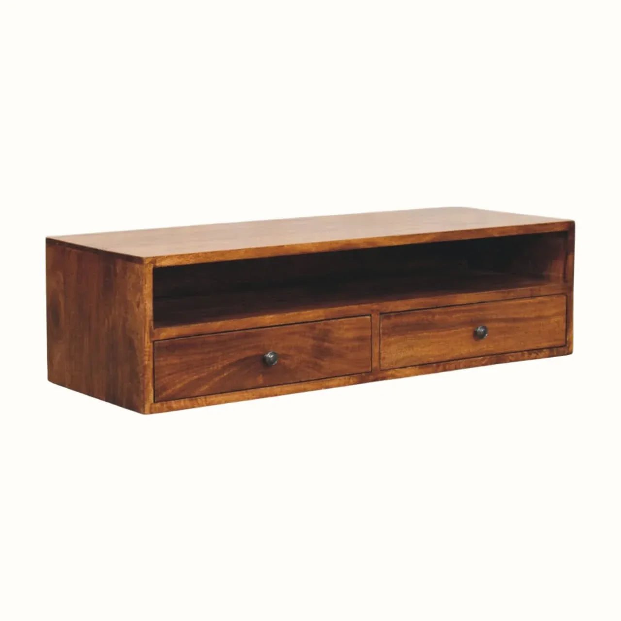 Fogel 2 Drawer Open Floating Console Table - Chestnut Console Tables - Bokel Home