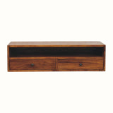 Fogel 2 Drawer Open Floating Console Table - Chestnut Console Tables - Bokel Home