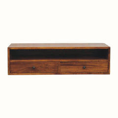 Fogel 2 Drawer Open Floating Console Table - Chestnut Console Tables - Bokel Home