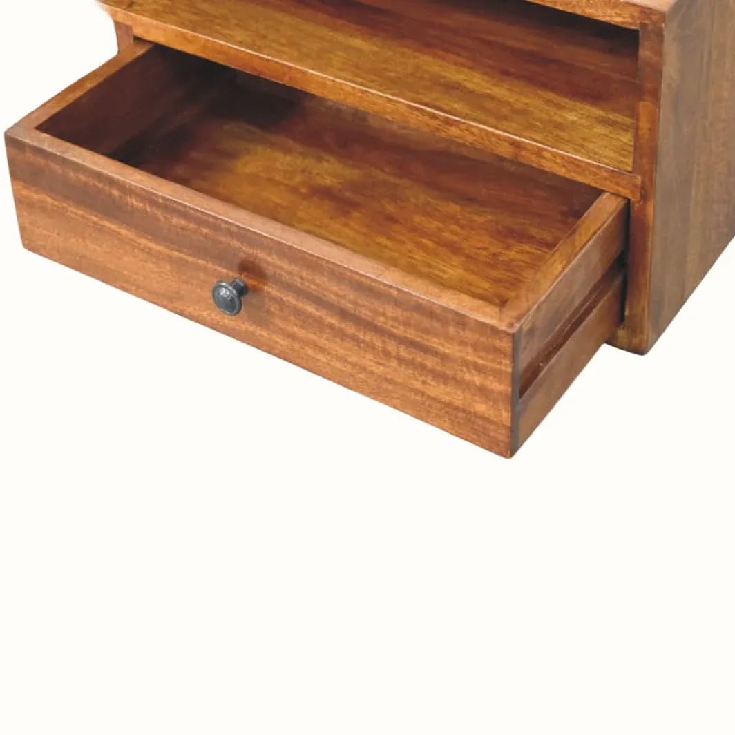 Fogel 2 Drawer Open Wall Mounted Console Table - Chestnut Console Tables - Bokel Home