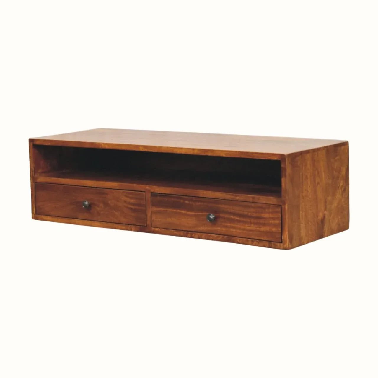 Fogel 2 Drawer Open Wall Mounted Console Table - Chestnut Console Tables - Bokel Home