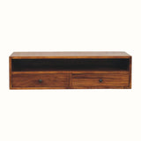 Fogel 2 Drawer Open Wall Mounted Console Table - Chestnut Console Tables - Bokel Home