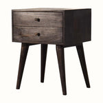 Fogel Bedside Table 2 Drawers, Medium - Ash Black Bedside Tables - Bokel Home