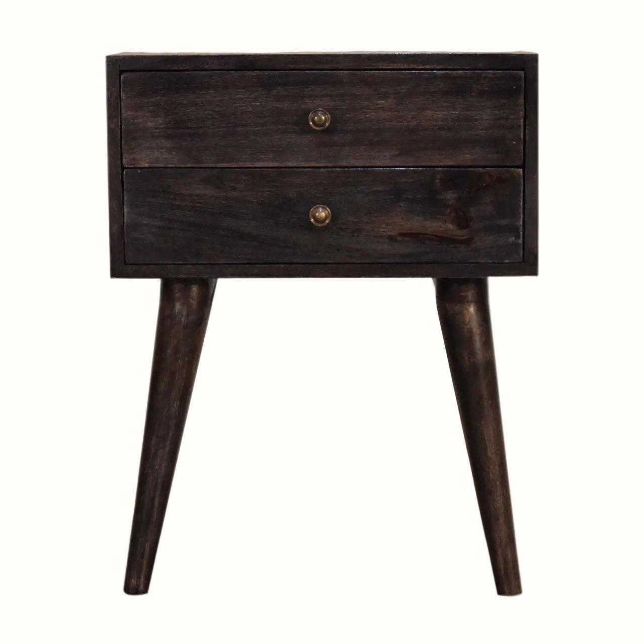 Fogel Bedside Table 2 Drawers, Medium - Ash Black Bedside Tables - Bokel Home