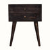 Fogel Bedside Table 2 Drawers, Medium - Ash Black Bedside Tables - Bokel Home