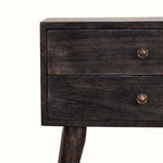 Fogel Bedside Table 2 Drawers, Medium - Ash Black Bedside Tables - Bokel Home