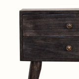 Fogel Bedside Table 2 Drawers, Medium - Ash Black Bedside Tables - Bokel Home