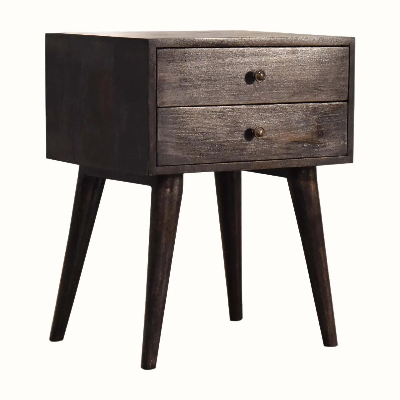 Fogel Bedside Table 2 Drawers, Medium - Ash Black Bedside Tables - Bokel Home