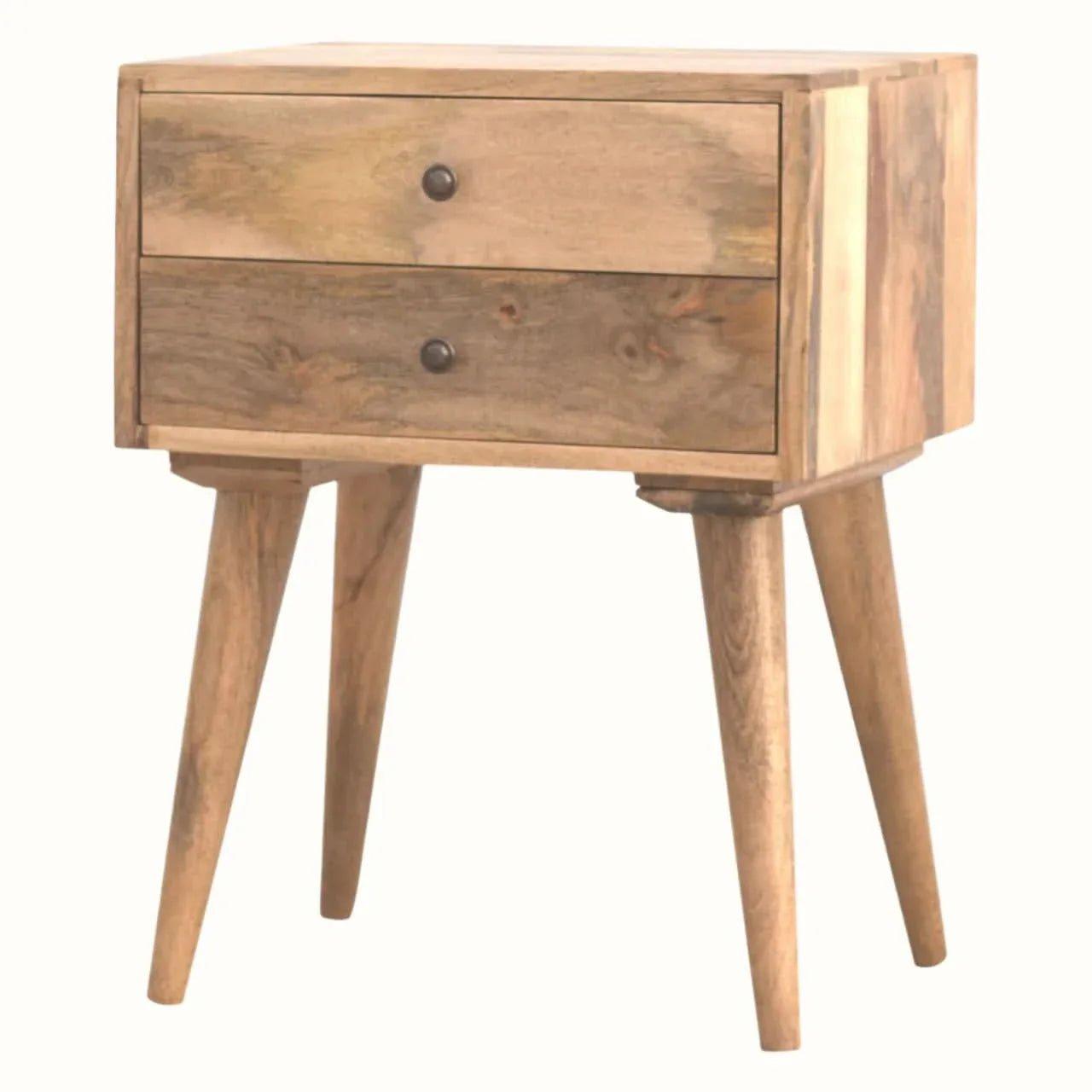 Fogel Bedside Table 2 Drawers, Medium - Natural Bedside Tables - Bokel Home