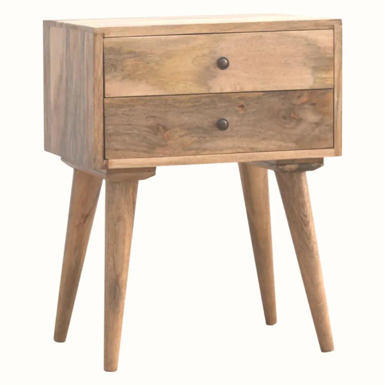 Fogel Bedside Table 2 Drawers, Medium - Natural Bedside Tables - Bokel Home