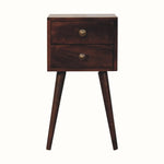 Fogel Bedside Table 2 Drawers, Mini - California Walnut Bedside Tables - Bokel Home