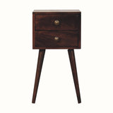 Fogel Bedside Table 2 Drawers, Mini - California Walnut Bedside Tables - Bokel Home