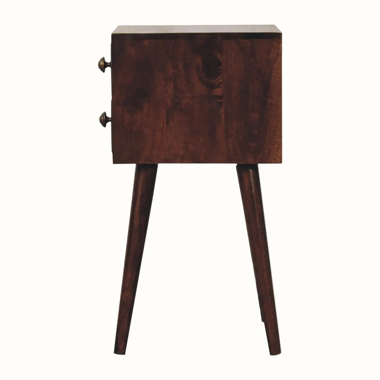Fogel Bedside Table 2 Drawers, Mini - California Walnut Bedside Tables - Bokel Home