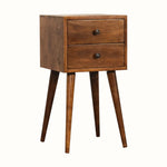 Fogel Bedside Table 2 Drawers, Mini - Chestnut Bedside Tables - Bokel Home