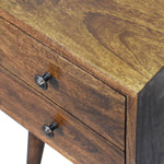 Fogel Bedside Table 2 Drawers, Mini - Chestnut Bedside Tables - Bokel Home