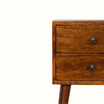 Fogel Bedside Table 2 Drawers, Mini - Chestnut Bedside Tables - Bokel Home