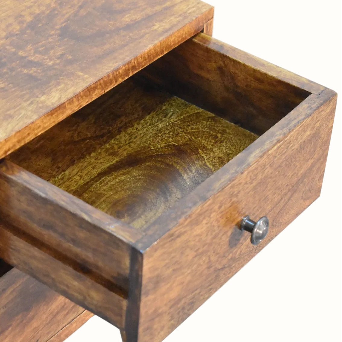 Fogel Bedside Table 2 Drawers, Mini - Chestnut Bedside Tables - Bokel Home