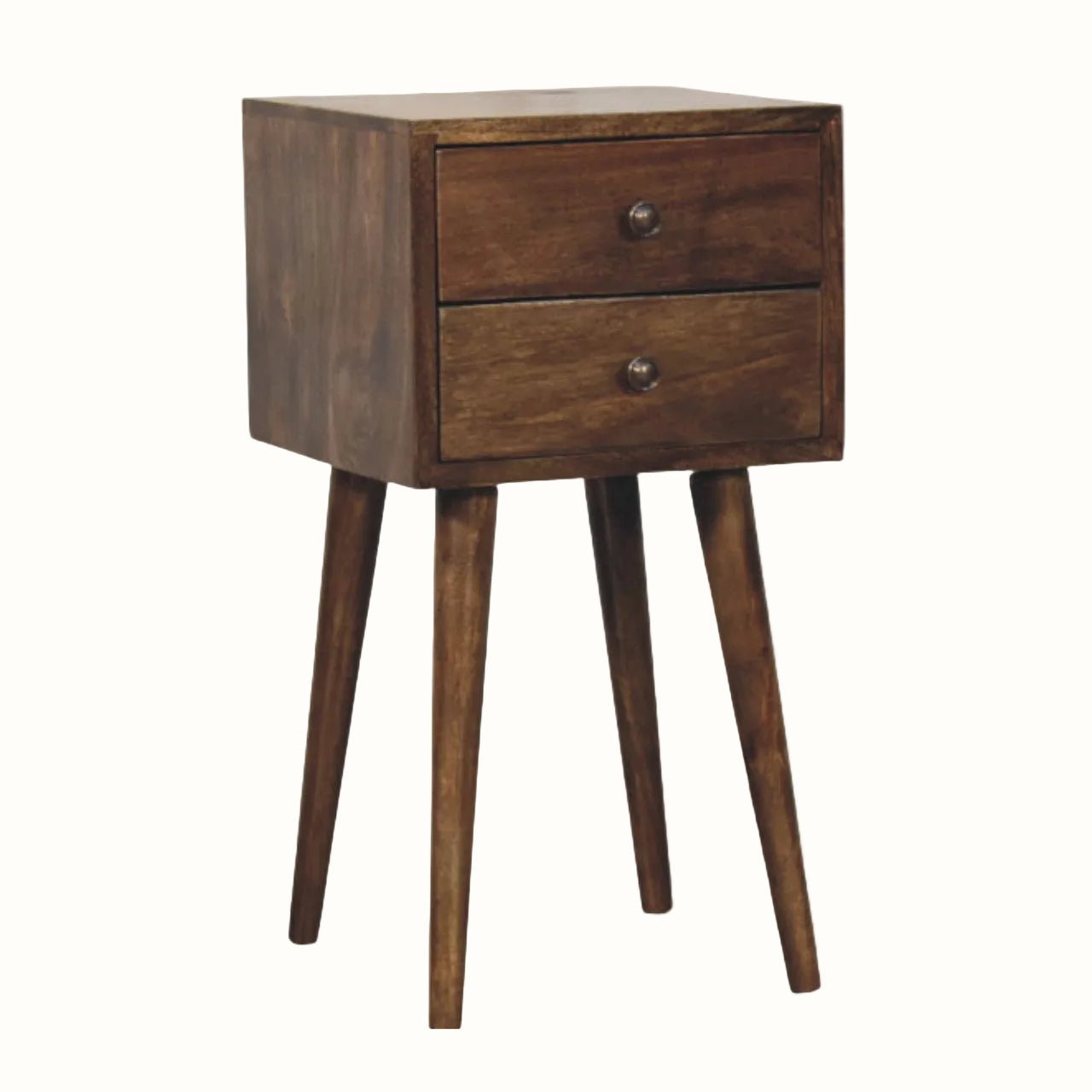 Fogel Bedside Table 2 Drawers, Mini - Classic Grey Bedside Tables - Bokel Home