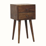 Fogel Bedside Table 2 Drawers, Mini - Classic Grey Bedside Tables - Bokel Home