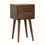 Fogel Bedside Table 2 Drawers, Mini - Classic Grey Bedside Tables - Bokel Home