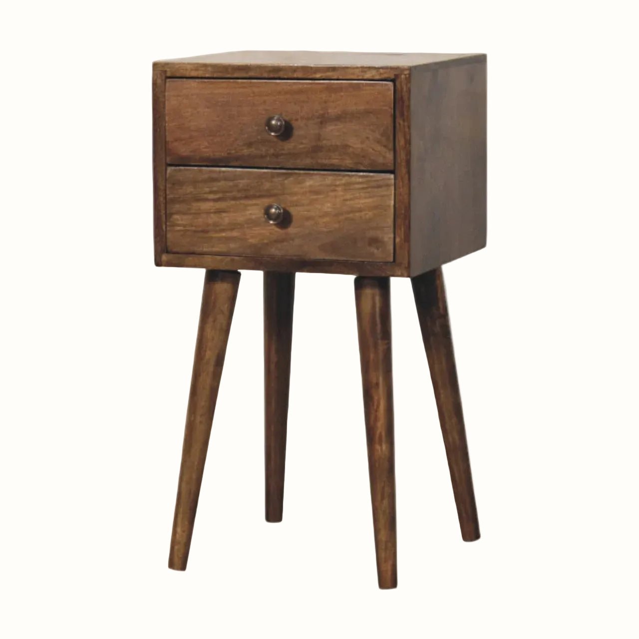 Fogel Bedside Table 2 Drawers, Mini - Classic Grey Bedside Tables - Bokel Home