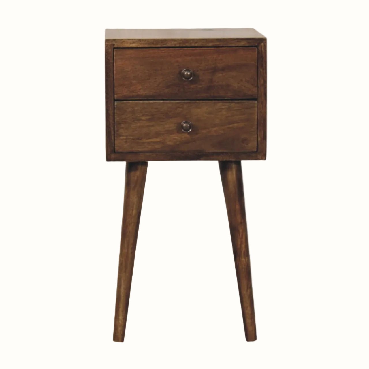 Fogel Bedside Table 2 Drawers, Mini - Classic Grey Bedside Tables - Bokel Home