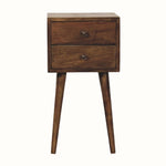 Fogel Bedside Table 2 Drawers, Mini - Classic Grey Bedside Tables - Bokel Home