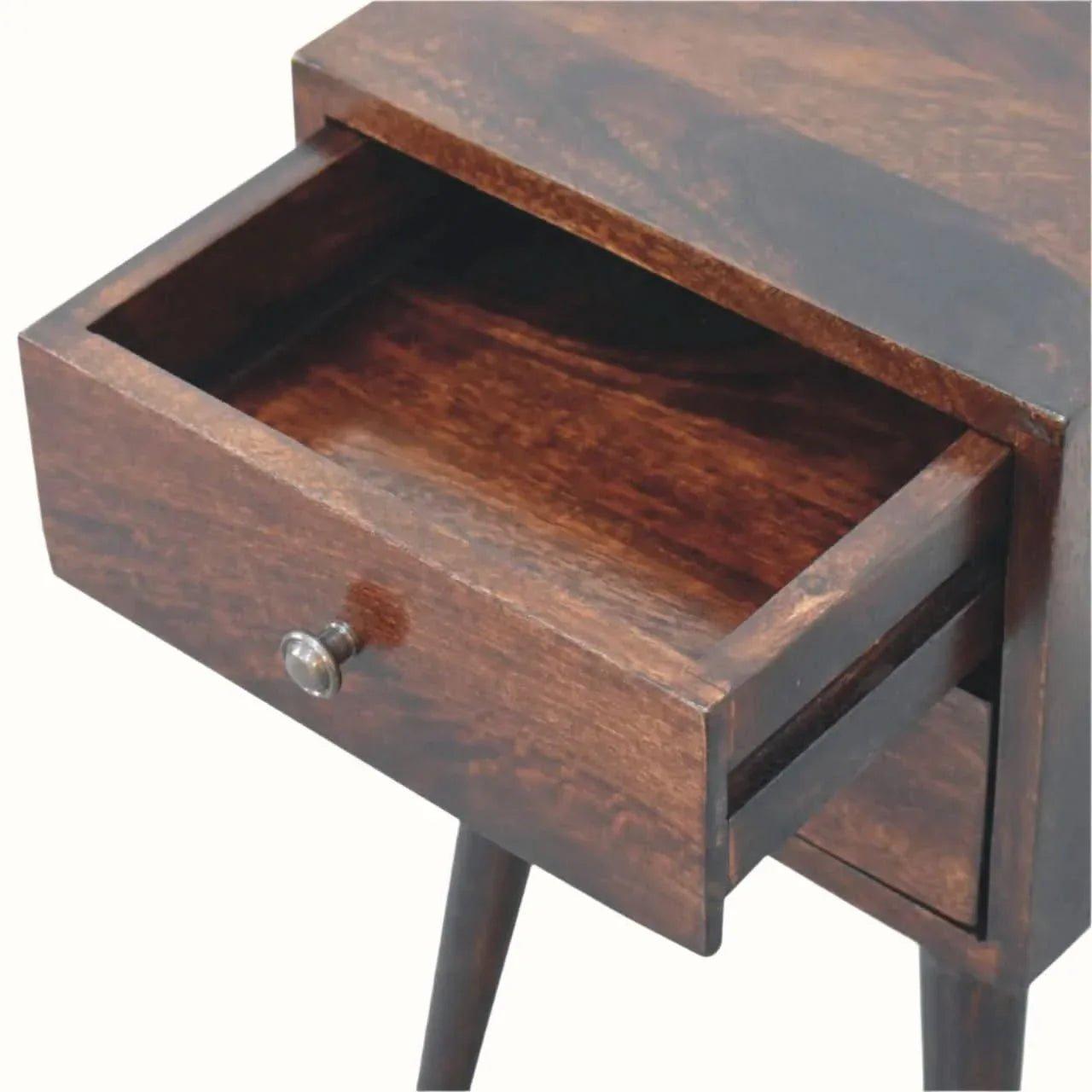 Fogel Bedside Table 2 Drawers, Mini - Light Walnut Bedside Tables - Bokel Home