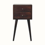 Fogel Bedside Table 2 Drawers, Mini - Light Walnut Bedside Tables - Bokel Home