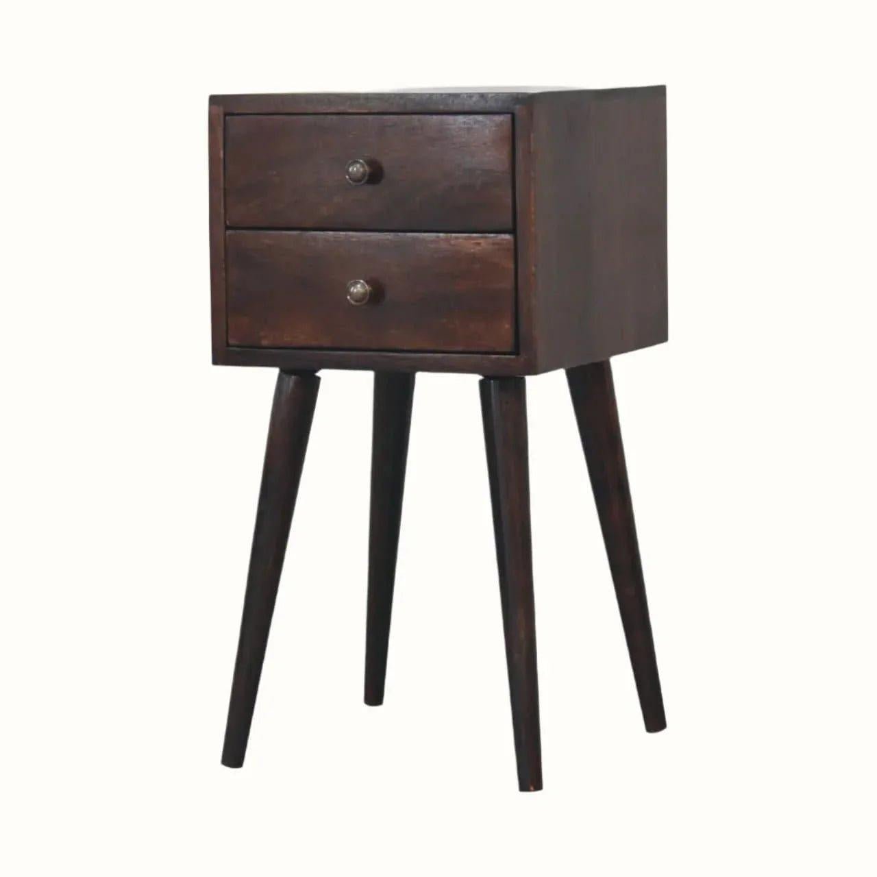 Fogel Bedside Table 2 Drawers, Mini - Light Walnut Bedside Tables - Bokel Home