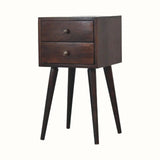Fogel Bedside Table 2 Drawers, Mini - Light Walnut Bedside Tables - Bokel Home