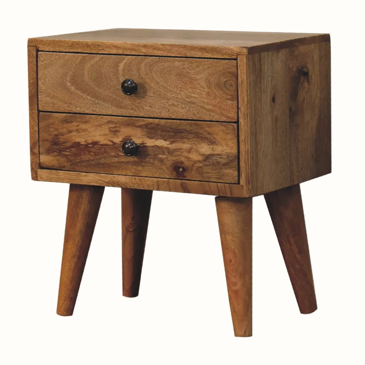 Fogel Bedside Table 2 Drawers, Small - Natural Bedside Tables - Bokel Home