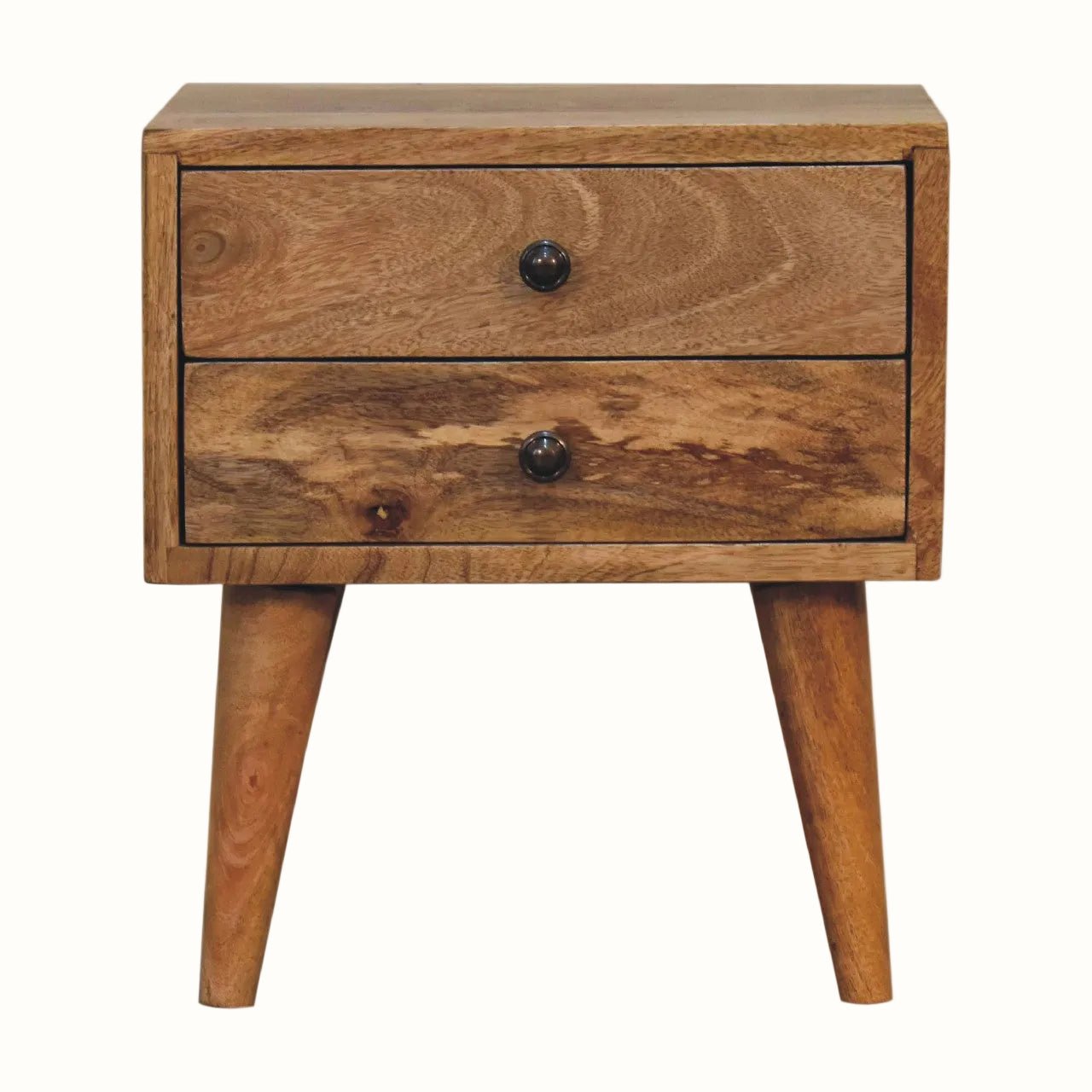 Fogel Bedside Table 2 Drawers, Small - Natural Bedside Tables - Bokel Home