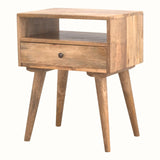 Fogel Open Bedside Table 1 Drawer, Medium - Natural Bedside Tables - Bokel Home