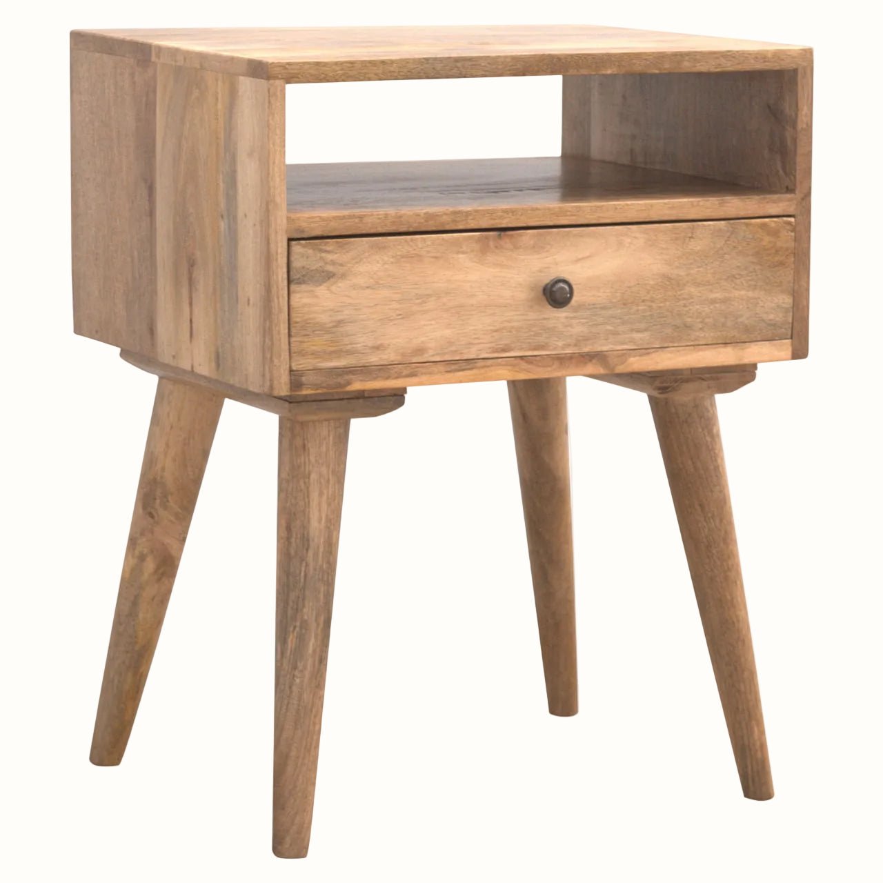 Fogel Open Bedside Table 1 Drawer, Medium - Natural Bedside Tables - Bokel Home