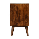 Fogel Open Bedside Table 2 Drawers, Medium - Chestnut Bedside Tables - Bokel Home