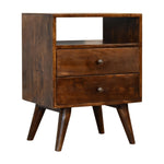 Fogel Open Bedside Table 2 Drawers, Medium - Chestnut Bedside Tables - Bokel Home