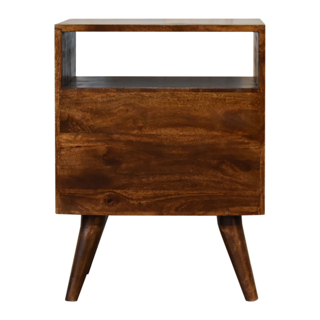 Fogel Open Bedside Table 2 Drawers, Medium - Chestnut Bedside Tables - Bokel Home
